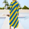 Casual Dresses Diagonal randig Chiffon Dress Sexig V Neck National Flag Beach Women Wear Wear Gift Idea