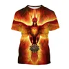 T-shirts masculins et feu de sport féminin Phoenix 3D Imprimé t-shirt court à manches courtes mâles à demi-manche