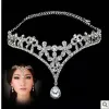 Imagem real de estilo coreano Cabeças de cabeça Mulheres Austria Crystal V Shape Water Grown Crown Tiaras Hairwear Wedding Wedding Bridal Jóias Acessório