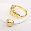 Necklace Earrings Set Dubai 24K Gold Plated Fashion Bracelet Bangle Cuff Finger Rings Jewelry Negerian African Women Wedding Party Bridal