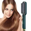 ポータブルネガイオンヘアストレートナーとカーラーコーム-2-in-1加熱ヘアブラシ滑らかで光沢のある髪のための髪の毛