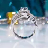 Wedding Rings QINHUAN Luxury Oval Zircon Ring 18K White Gold Plated For Women Band Party Engagement Birthday Jewelry Gift Daily