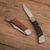 Specialerbjudande R3812 fällkniv 440C Satin Blade Trä med rostfritt stålhandtag utomhus camping vandring EDC Pocket Knives med detaljhandelslådan