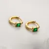 Hoop Earrings Cmoonry Fashion White/Black/Red/Green CZ Zircon Stone For Women Girl Trendy Gold Color Earring Wedding Jewelry