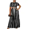 Plus size jurken Twee delige jurk gestreepte veter brede losse doek vrouwen casual avond luxe gewaad 2023 zomer trendy feest