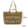 Ontwerpbrief geborduurd stro geweven dameszak handwoven mode Tote Summer Beach