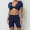 Active Set Sport Top Shorts Set Women With Padding Activewear Gym Womens Outfits Push Up Yoga Suit for Fitness Sportwear Lycra Blue