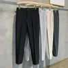 Men's Pants Spring Casual Suit Pant Slim Fit Work Elastic Waist Jogging Trousers Summer Male Breathable Black Grey Plus Size 42