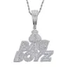 Pendant Necklaces CZ Letters Bag Boyz Pendant Necklace Iced Out Bling 5A Cubic Zircon Dollar Symbol Money Charm Fashion Hip Hop Men Jewelry 230814