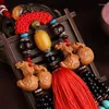 Keychains Boutique Car Pendant Gourd Brave High-klass Peach Wood Key Chain Pendulum Ornaments snidade hängande