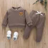 Conyson hurtowa jesienna bawełna dzieci dzieci koreańscy projektanci unisex mody butikowy garnitur chłopcze dziewczyny