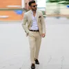 Men's Suits Champagne Linen Men Wedding Man Blazers Groom Tuxedo Costume Homme 2Pieces Coat Pants Slim Fit Terno Masculino