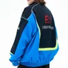 2023 Дизайн осень и зимняя новая тренд улица синий гоночный костюм Flip воротник зарядованная куртка M L xl