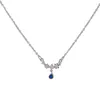 Pendant Necklaces Y2k Egirl Aesthetic Heart Crystal Blue Zircon Drop Necklace For Women Chains Grunge Choker Collar Indie Collier Jewelry