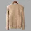 Sweaters voor heren herfst/winter pure kasjmier kleding ronde nek massief gedraaide bloempruteling eenvoudige en warme trui