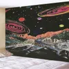 タペストリーズギャラクシープラネットランドスケープテープストリー壁寝室リビングルームホールの壁壁絵画95x73cmゴシックホームデコレーションR230812