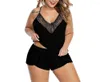 Dames slaapkleding vrouwen plus size pyjama's v nek kanten spaghetti riemen lingerie shorts 2pcs nachtkleding pak huiskleding