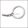 Keychains Lanyards Polished Sier Color 30Mm Keyring Keychain Split Ring With Short Chain Key Rings Women Men Diy Chains Accessories Dhtc7