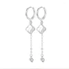 Brincos dangle Silver S925 Moissanite Clover 0,1ct White Seashell Long Drop Fine Jewelry Shopping