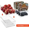 Bouteilles de rangement - Boîtes en plastique Boîte à garde-garde-en-clean empilable Conteneurs de bacs pour l'organisation de la cuisine Fridge Food Pack de 12