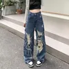 Jeans para mujeres 2023 Harajuku Y2K Pantalones rectos Damas Ragadas Holgadas Altas Pantalones de mezclilla de pierna ancha