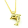 Anhänger Halsketten Hip Hop Frauen Süßes Delphin Ewelry CZ Crystal Bling Out Pendant Kette Halskette Schmuck Gold 30 "Z59