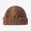 Beanie/Skull Caps Tight Winter Cuffed Tjock Beanie Ribbed Sticked Men Women Hat With Hole Hip Hop Ejressed Plain Skullies Toque