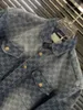 xinxinbuy Men designer Tee t shirt 23ss Gradient Double letter Jacquard Denim Shirt short sleeve cotton women black XS-2XL