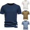 Herren -T -Shirts Herren Großer Mann für Männer T -Shirt rund Hals grundlegende feste Strickhemd -Hemdtasche kurz