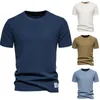 Heren t shirts heren hoge man voor mannen t -shirt ronde nek basic massief gebreide onderlaag shirt pocket kort