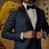 Italienska mäns kostymer PLAG PLAID Formell Business Tuxedos Slim Fit Wedding Party Prom Groom Wear skräddarsydd endast blazer