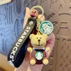 Designer fashion flower keychain Bear doll keychain for male and female business card holders Satchel bag keychain Holiday gift