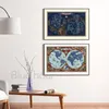 Astronomia astrologica francese doppia emisfero mappa del mondo tela dipinto di planisfera poster mappa e arte della parete stampata per decorazioni per soggiorno wo6