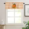 Vorhang Thanksgiving Herbst Kürbis Maple Orange Plaid kurze Vorhänge Küche Wein Schrank Tür Fenster kleine Wohnkulturvorhänge