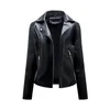 Women's Leather Motorcycle Coat For Women Navy Yellow Faux Jacket Pink Brown Red Moto Biker Zipper Spring Autumn Black