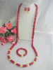 Halsbandörhängen Set Beauty Purple Coral Beads Jewelry for African Wedding Fior Men 40 "