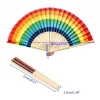 21x38 cm Summer Rainbow Handheld Folding Fan na festiwalu Dekoracji Przyjęcia weselnego