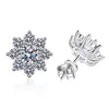 Stud Earrings Women S925 Sterling Silver D Color Moissanite Zircon Sunflower For Female Party Push Back Jewelry Accessories