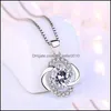 Pendant Necklaces 925 Sterling Sier New Women Fashion Jewelry Purple Crystal Zircon Four-Leaf Clover Flower Necklace Length 45Cm Drop Dhv1Z