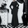 Casual jurken Halloween Gothic Dames herfstjurk Flare Sleeve vloer Lange Fishtail Witch Long Cosplay Party Feest Vestidos Goth