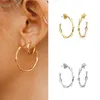 Studkvinnor 925 Sterling Silver Ear Needle Big C Hoop örhängen Utsökta kristallfärgade Zircon Gold Fashion Party Huggie Jewelry 230814