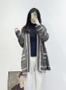 AUTH Sandro V-neck Loose Coat Contrasting Long Sleeve Knit Top for Women
