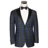 Italienska mäns kostymer PLAG PLAID Formell Business Tuxedos Slim Fit Wedding Party Prom Groom Wear skräddarsydd endast blazer