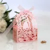 Créisseurs de faveur de mariage Sacs de bonbons Laser Paper coupé Paper Hollow Out Candy Box avec Ribbons Lovers Flowers Boîtres-cadeaux Boxeszz