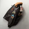 Men's Bomber G1 Pilot Jacket Plus Size Real Fur Collar Cowhide Biker Leather Coat for Men Flight Jackets Winter 230812