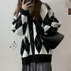 Женские трикотажные вязаные вязаные кнопки кардиган японский стиль свитер Женский винтажный трикотаж корейский мода негабаритное пальто Хараджуку