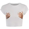 T-shirts pour femmes 3d Palm Print T-shirts femme Vêtements Fashion printemps sexy o-cou à manches courtes crop top graphique