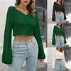 Women's Sweaters Autumn And Winter V Neck Long Sleeve Flare Sleeved Short Oversized Ladies Mens Fashion Sweater Shirt