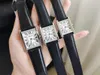 손목 시계 럭셔리 여성 남성 로마인 번호 손목 시계 검은 색 진짜 가죽 사각형 시계 지르콘 쿼츠 프랜차이즈 시계 24 27 31mm