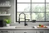 Black and Rose Golden Spring Pull Down Kitchen Sink Faucet Hot & Cold Water Mixer Crane Tap with Dual Spout Deck Mounted